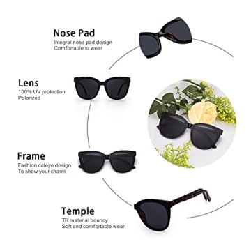 LVIOE Cat Eyes Sunglasses for Women, Polarized Oversized Fashion Vintage Eyewear for Driving Fishing - 99.99% UV Protection