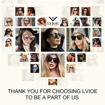 LVIOE Cat Eyes Sunglasses for Women, Polarized Oversized Fashion Vintage Eyewear for Driving Fishing - 99.99% UV Protection