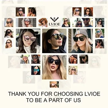LVIOE Cat Eyes Sunglasses for Women, Polarized Oversized Fashion Vintage Eyewear for Driving Fishing - 99.99% UV Protection