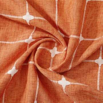 Aldopein Fall Autumn Boho Curtains for Bedroom 84-Inch Modern Farmhouse Cotton Linen Orange Rustic Tassel Window Curtain Panels Semi-Transparent Geometric Trellis Draperies Living Room Decor