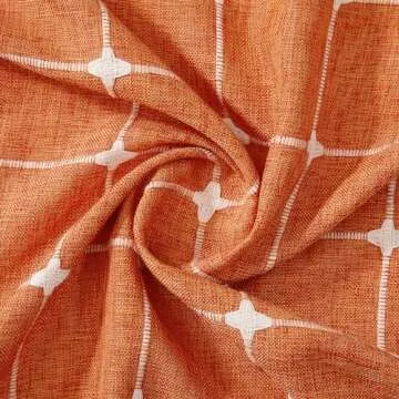 Aldopein Fall Autumn Boho Curtains for Bedroom 84-Inch Modern Farmhouse Cotton Linen Orange Rustic Tassel Window Curtain Panels Semi-Transparent Geometric Trellis Draperies Living Room Decor