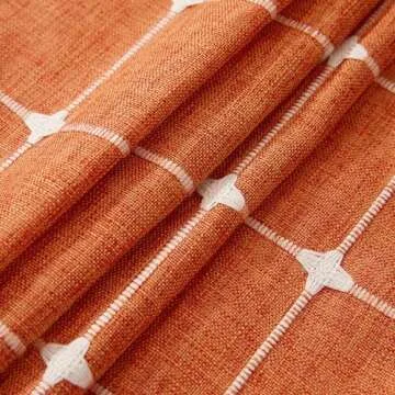 Aldopein Fall Autumn Boho Curtains for Bedroom 84-Inch Modern Farmhouse Cotton Linen Orange Rustic Tassel Window Curtain Panels Semi-Transparent Geometric Trellis Draperies Living Room Decor