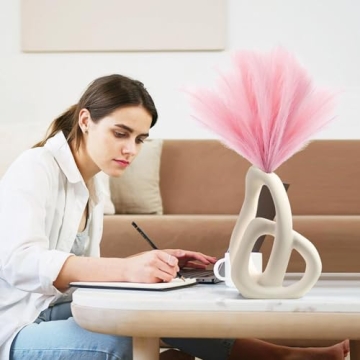 STHIE Stylish White Ceramic Flower Vases for Home Decor