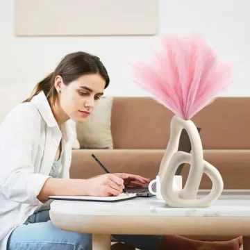 STHIE Stylish White Ceramic Flower Vases for Home Decor