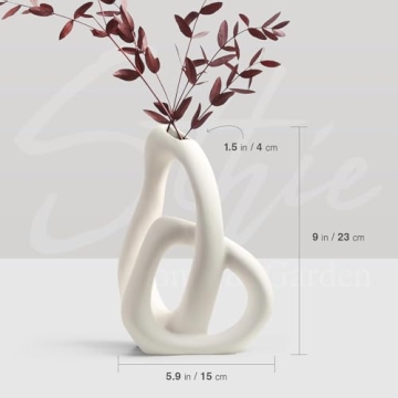 STHIE Stylish White Ceramic Flower Vases for Home Decor