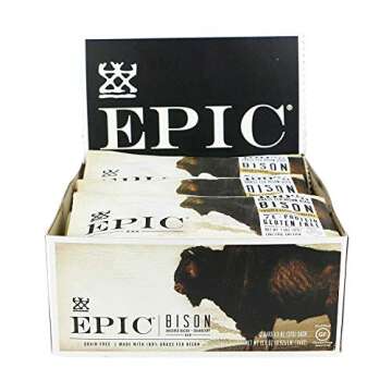 EPIC Bison Bacon Cranberry Bars, Grass-Fed, 12 Count Box 1.3oz bars