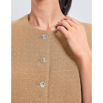 YEXPINE Women's Tweed Blazer Vest Button Front Casual Sleeveless Jackets Work Office Dressy Vest Y2K Waistcoat