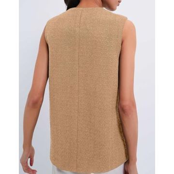 YEXPINE Women's Tweed Blazer Vest Button Front Casual Sleeveless Jackets Work Office Dressy Vest Y2K Waistcoat