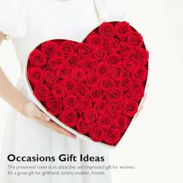 Eterfield 47-Piece Forever Flowers in Heart Shape Box, Preserved Roses That Last a Year Preserved Fl...