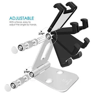 Lamicall Adjustable Phone Tablet Stand, Playstand for Switch, Foldable Desk Holder, Compatible with iPad Mini, 9.7'' iPad Pro Air, Phone 12 Mini 11 Pro Xs Xs Max Xr X 8 7 6 6s Plus SE- Silver 4-10''