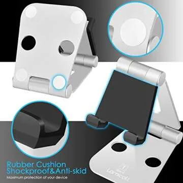Lamicall Adjustable Phone Tablet Stand, Playstand for Switch, Foldable Desk Holder, Compatible with iPad Mini, 9.7'' iPad Pro Air, Phone 12 Mini 11 Pro Xs Xs Max Xr X 8 7 6 6s Plus SE- Silver 4-10''
