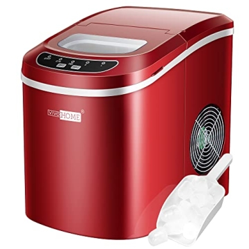 VIVOHOME Countertop Ice Maker - 26lbs/Day with 6-Min Ice Production - Self-Cleaning, Compact Red Mac...