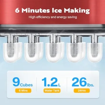 VIVOHOME Ice Maker 26lbs/Day with Self Cleaning Red