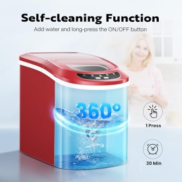 VIVOHOME Ice Maker 26lbs/Day with Self Cleaning Red