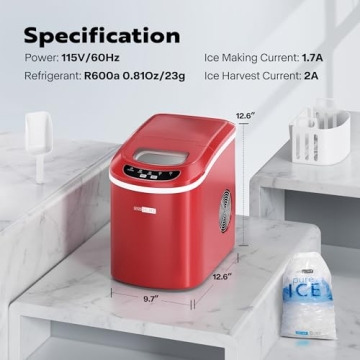 VIVOHOME Ice Maker 26lbs/Day with Self Cleaning Red