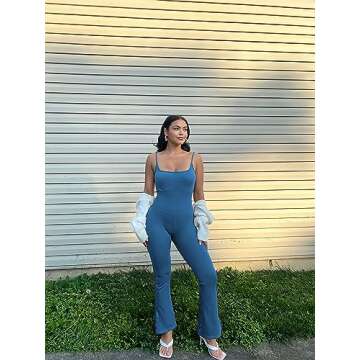 Stylish Women’s Ribbed Flare Jumpsuit - SUUKSESS