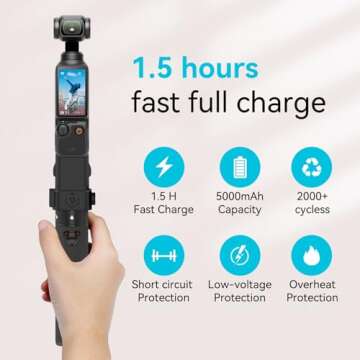Smatree Portable Osmo Pocket 3 Power Stick (Power Bank) Compatible for DJI Osmo Pocket 3, Handheld Smartphone Holder Mount Bracket Only for DJI Osmo Pocket 3 Camera