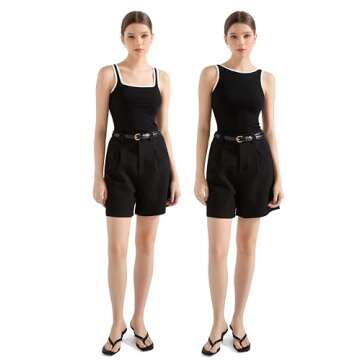 SUUKSESS Women Cotton Ribbed Summer Going Out Tops Padded Sleeveless Trendy Tank Tops Basic Square C...