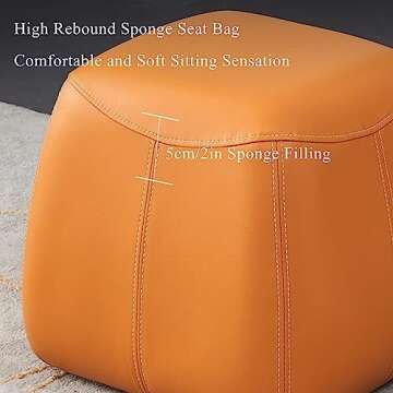 HM&DX PU Leather Pouf Ottoman, Light Luxury Comfortable Footstool, Sturdy Cube Multifunctional Footrest Stool for Living Room Bedrooms Home Decor(40x38cm(15.7"x15"), Gray A)