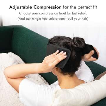 Adjustable Compression Migraine Mask + Cold/Hot GEL-Temp – Cold Headache Alleviating Ice Pack, Rel...