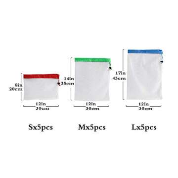Eco-Friendly TEENKON 15Pcs Mesh Produce Bags for Shopping