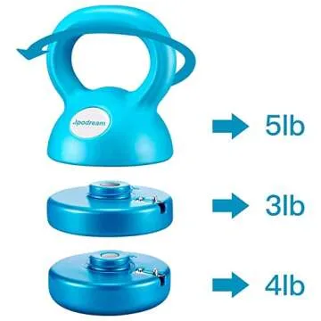 Jpodream Kettlebell, Adjustable Kettlebell Weights 5lbs, 8lbs, 9lbs, 12lbs, Great for Home or Gym Full-Body Workout and Strength Training - Teal