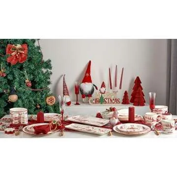 Bico Toile De Jouy Winter Wonderland Ceramic 14 inch Rectangular Serving Platter, Set of 2, for Serving Salad, Pasta, Cheese, Ham, Appetizer, Microwave & Dishwasher Safe