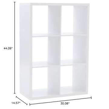 Linon Lane Six Cubby Open Back Storage Cabinet in White Wood