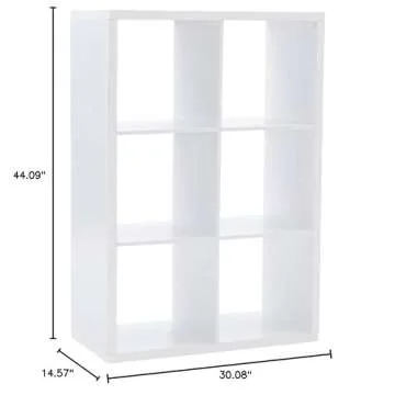 Linon Lane Six Cubby Open Back Storage Cabinet in White Wood