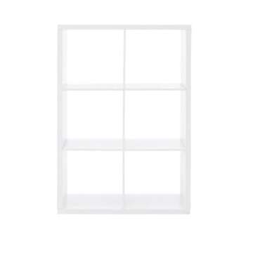 Linon Lane Six Cubby Open Back Storage Cabinet in White Wood