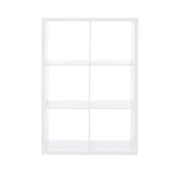 Linon Lane Six Cubby Open Back Storage Cabinet in White Wood