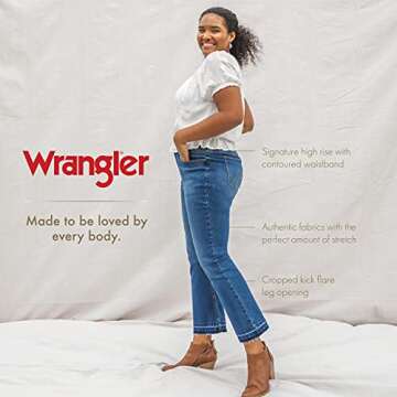 Wrangler Women's Kick Flare High Rise Crop Jean, Hudson, 16
