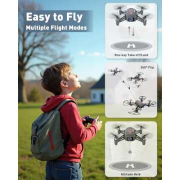 Sozun Drone with Camera, 1080P FPV Mini Drones for kids 8-12 and Adults, 2 Batteries, Altitude Hold, Headless Mode, 360°Flip, Gravity Control, Gestures Selfie, 3 Speed Mode, Drone Gift Toy for Boys Girls
