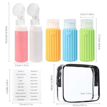 HEYMKGO Travel Bottles, 5 Pack Travel Bottles for Toiletries, Travel Bottles Set, Silicone Approved ...