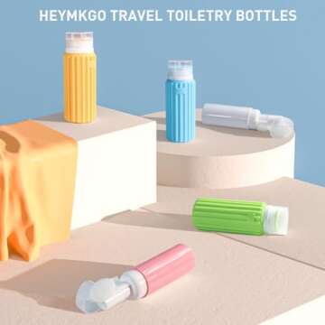 HEYMKGO Travel Bottles, 5 Pack Travel Bottles for Toiletries, Travel Bottles Set, Silicone Approved Travel Containers Kits Leak Proof Refillable Squeezable Containers Kits 90ML & 60ML