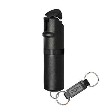 POM Pepper Spray Combo Pack Clip & Keychain - Maximum Strength OC Spray Self Defense- Tactical Compact & Safe Design - 25 Bursts & 10 ft Range - Stream Spray Pattern
