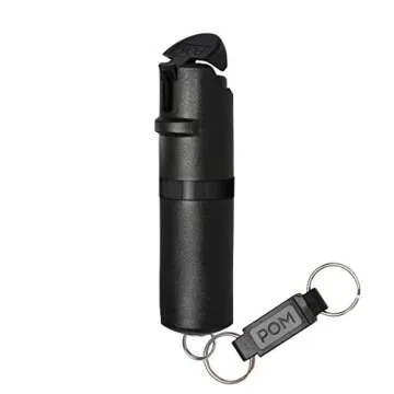 POM Pepper Spray Combo Pack Clip & Keychain - Maximum Strength OC Spray Self Defense- Tactical Compact & Safe Design - 25 Bursts & 10 ft Range - Stream Spray Pattern