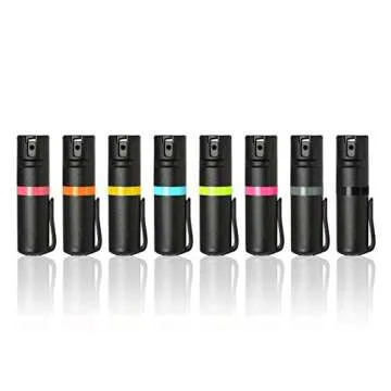 POM Pepper Spray Combo Pack Clip & Keychain - Maximum Strength OC Spray Self Defense- Tactical Compact & Safe Design - 25 Bursts & 10 ft Range - Stream Spray Pattern