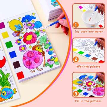 JUNQIU Paint with Water Books for Kids, Watercolor Painting Coloring Books for Toddlers, Magic Paint...