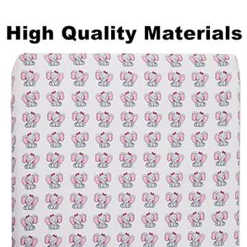 4 Pack Baby Girl Crib Sheets Fitted Pink Crib Sheet Portable Mattress Cover or Toddler Bed Sheets for Girls (Elephant)