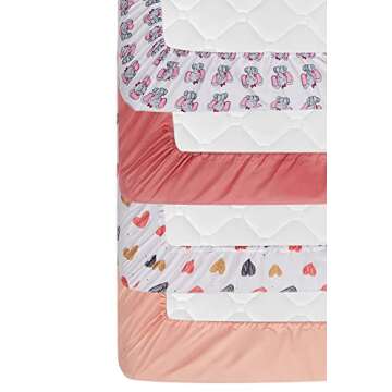 4 Pack Baby Girl Crib Sheets Fitted Pink Crib Sheet Portable Mattress Cover or Toddler Bed Sheets for Girls (Elephant)