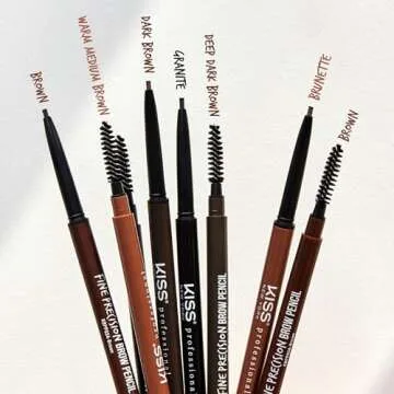 Kiss New York Professional Brow Pencil with Spoolie Brush, Ultra-Fine Precision Point Eyebrow Pencil, Dual-Sided Precise, Slim Definer, Fills Brows, Long-Lasting (Deep Dark Brown)