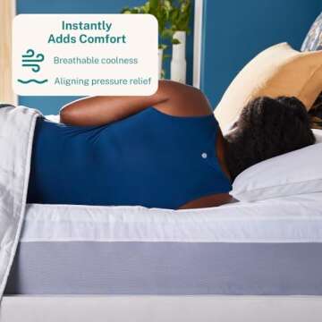 Sleep Innovations Dual Layer 4 Inch Memory Foam Mattress Topper, King Size, Medium Support, 2 Inch Cooling Gel Memory Foam Plus 2 Inch Pillow Top Cover