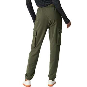 SPECIALMAGIC Women's Cargo Sweatpants Cotton Athletic Joggers 4 Pockets Sporty Pants Army Green Small