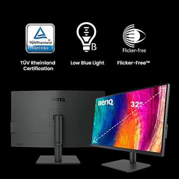 BenQ PD3205U Mac-Ready Monitor 32" 4K UHD | 99% Rec.709 & sRGB | IPS | DeltaE ≤3 | ICC Sync | Calibration Report | AQCOLOR | Uniformity | HotKey Puck | Ergonomic | DisplayPort | USB-C (65W) | USB Hub