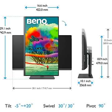 BenQ PD3205U Mac-Ready Monitor 32" 4K UHD | 99% Rec.709 & sRGB | IPS | DeltaE ≤3 | ICC Sync | Calibration Report | AQCOLOR | Uniformity | HotKey Puck | Ergonomic | DisplayPort | USB-C (65W) | USB Hub