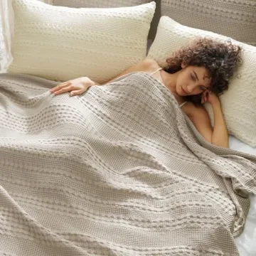 PHF Cotton Waffle Weave Blanket Twin Size Lightweight Breathable