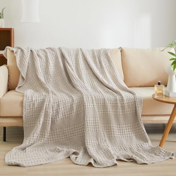 PHF Cotton Waffle Weave Blanket Twin Size Lightweight Breathable