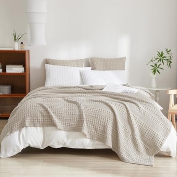 PHF Cotton Waffle Weave Blanket Twin Size Lightweight Breathable
