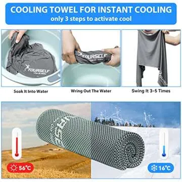 SYOURSELF Cooling Towel, Cooling Towels for Neck,40" x 12"Ice Towel for Instant Cooling Relief, Soft Breathable Chilly Towel, Perfect Yoga, Golf, Sports, Gym, Workout, Athletes Towel (1PC-Grey)